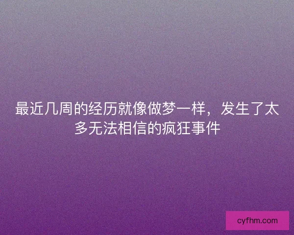 最近几周的经历就像做梦一样，发生了太多无法相信的疯狂事件